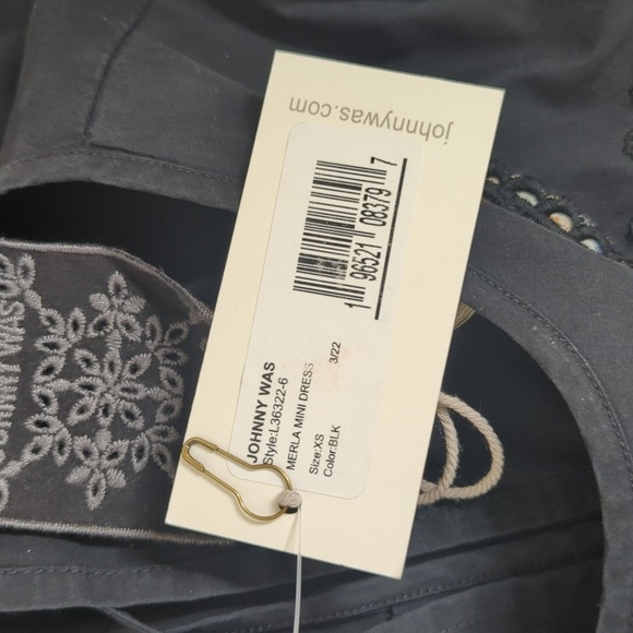 Johnny Was Merla Dress Black Cotton Embroidered Floral NWT XS - Picture 13 of 15